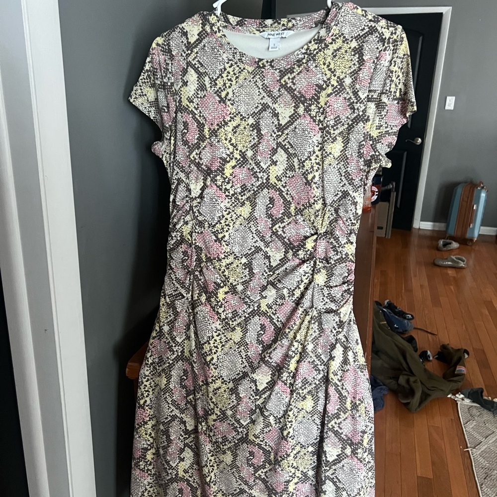 Nine West Multicolor Snake Print Midi Dress